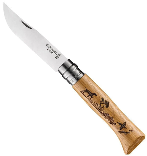 Opinel No.08 Oak Engraved Handle Folding Knife - Animalia 8號雕刻木柄摺刀